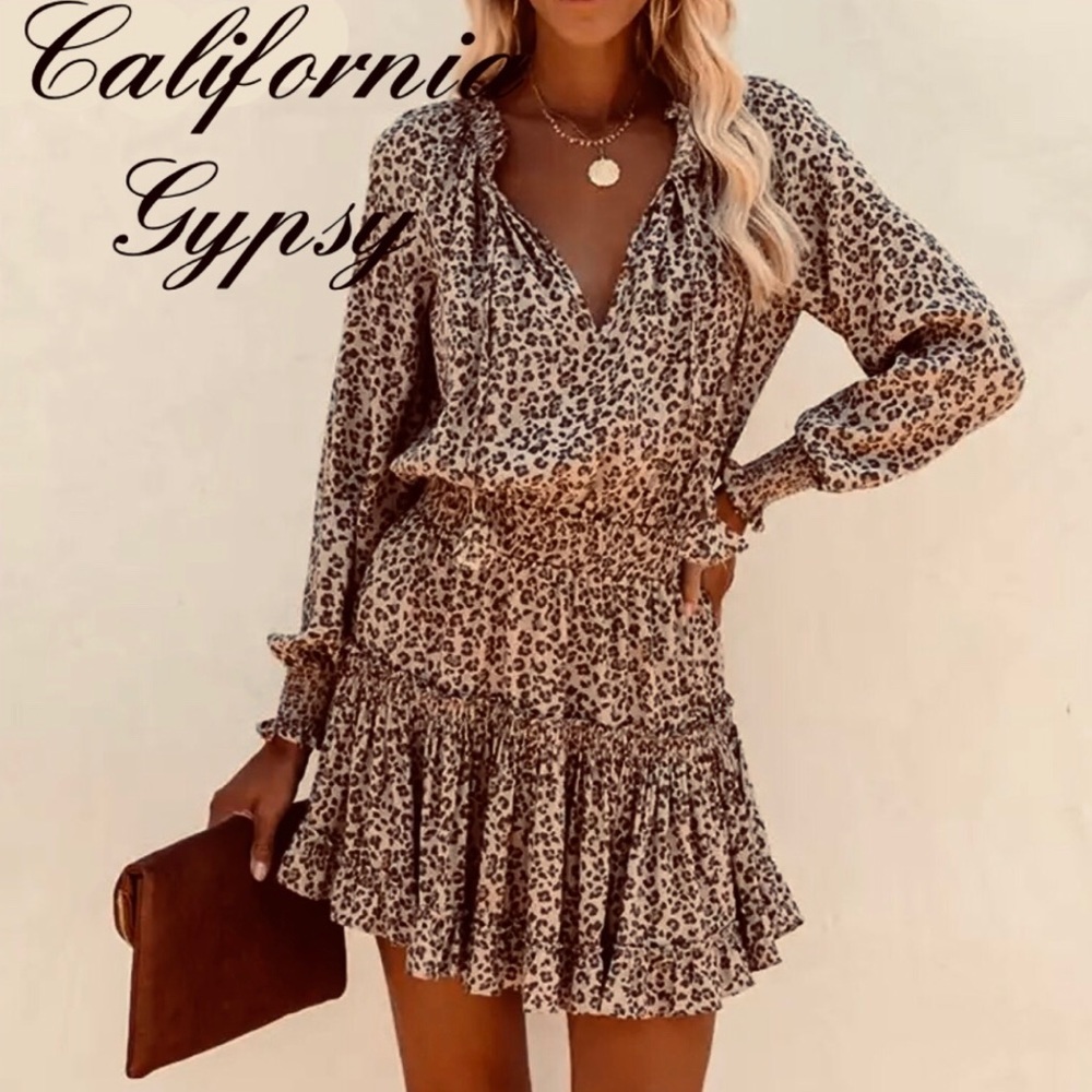 LAST ONE Leopard Print Chic Ruffle Dress - Picture 14 of 16